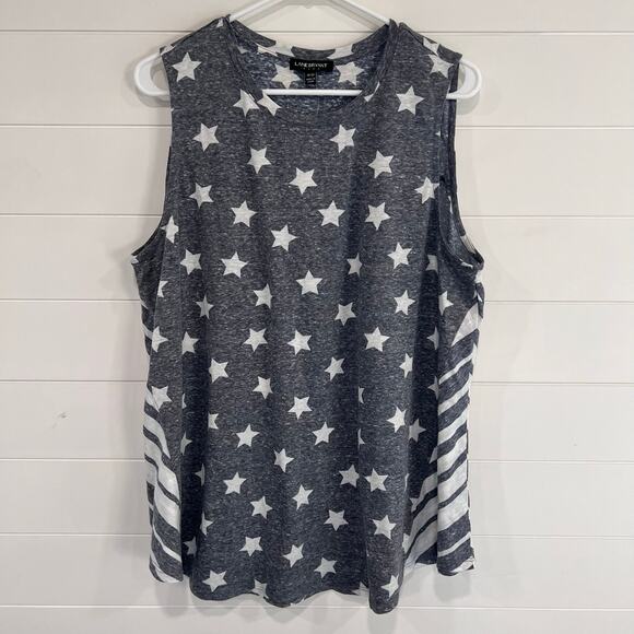 Lane Bryant Gray Lightweight Tan Top Stars and stripes Women's size 18/20 NWT - Picture 1 of 6
